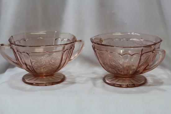 A Pair of Pink Depression Glass Cups
