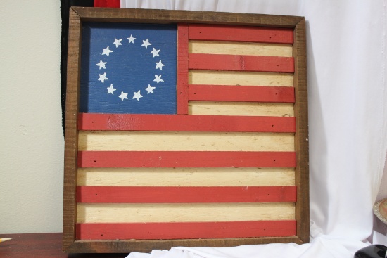 A Wooden Flag Wall Hanger