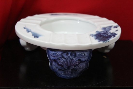 A Signed Japanese Blue and White Ashtray