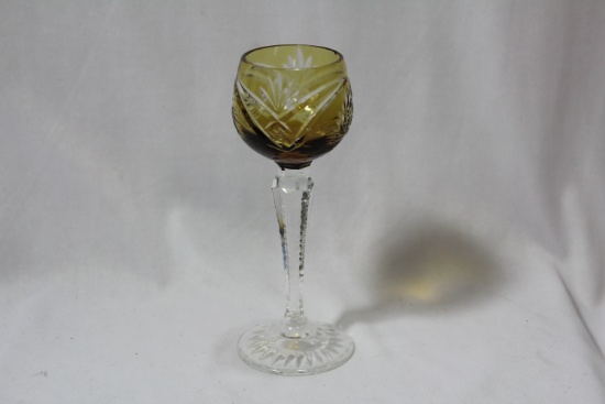 A Yellow Colour Glass Stem Cup
