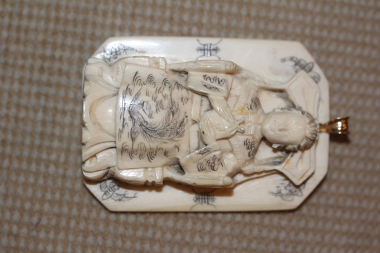 Chinese Carved Bone Pendant