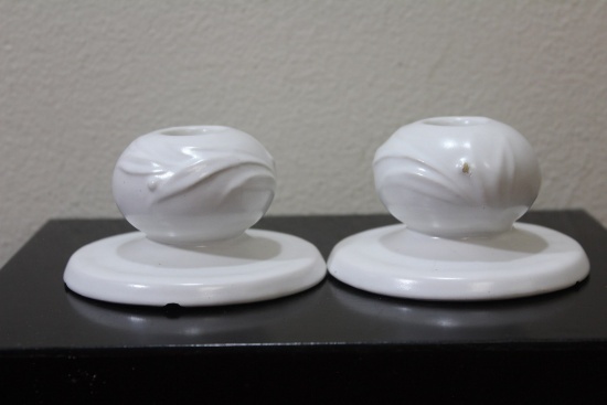 A Set of Two Pottery Candlesticks