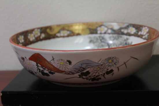 A Signed Rare Kutani Samurai Bowl