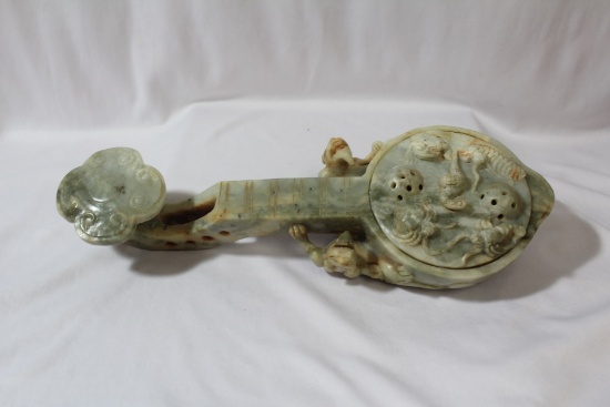 A Carved Jade or Hardstone Ryu