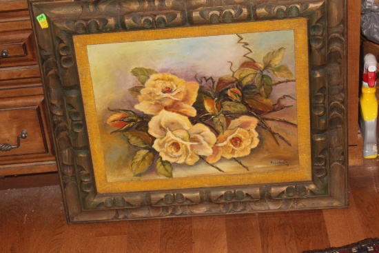 Signed Troutman Floral Oil Painting