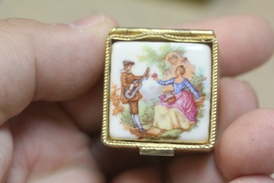 Porcelain and Metal Pill Box
