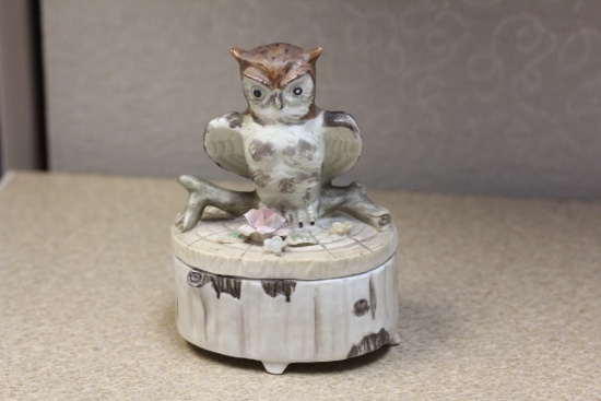 Ceramic Owl Trinket Box