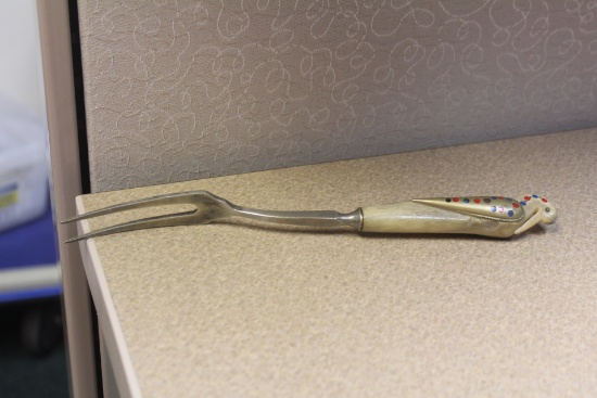 Inlaid bird form fork