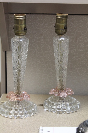 Pair of Press Glass Lamps