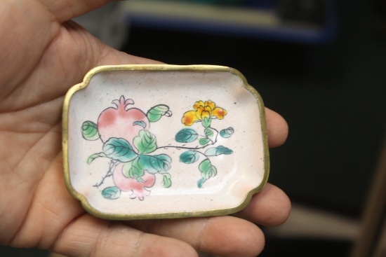 Antique Chinese Enamel Rectangular Dish