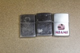 lot of 3 vintage zippo lighters