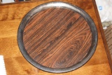 Silverplate and Wood Round Tray