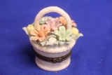 Floral Basket Ceramic Trinket Box