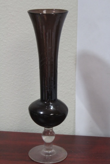 An Amethyst Etched Glass Vase