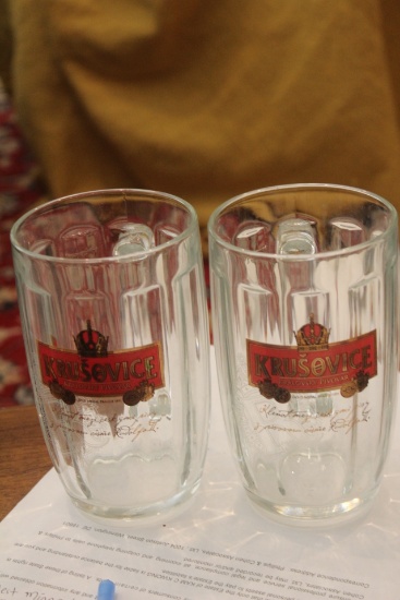 Set of 2 Krusovice Glass Beer Mug