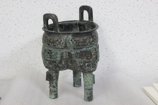 A Chinese Bronze Ding or Urn