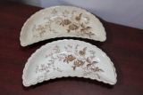 Lot of 2 Ceramic Half Moon Dishes