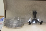 Set of 8 Clear Glass Dinner Plates