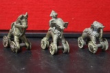 Lot of 3 Metal Animals on Wheels