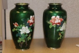 Pair of Japanese Silver Wire Vases