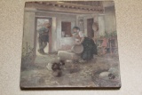 Antique oil on wood painting