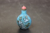 A Chinese Peking Glass Overlay Snuff Bottle