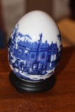 Blue and White Porcelain Egg on Stand