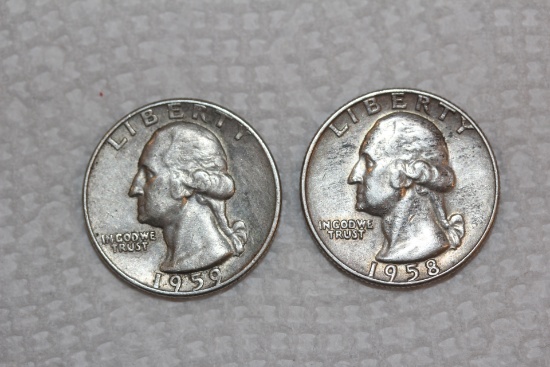 Lot of Two Old Silver Quarters