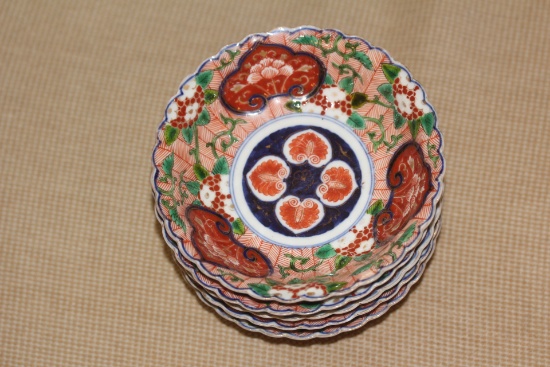 Set of 5 Signed Kutani Bowls