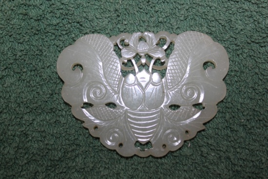 Antique / Vintage Chinese White Jade Butterfly