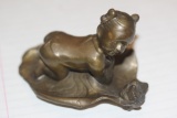 Chinese Bronze Girl on Lotus Leaf