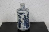 A Signed Chinese Blue, White and Copper Red Bottle