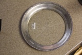 Sterling Silver Rim Etched Glass Plate