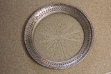 Sterling Silver Rim Etched Glass Plate