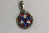 A Small Sterling Millifiori Pendant
