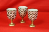 Lot of 3 Japanese Kutani Stem Cups