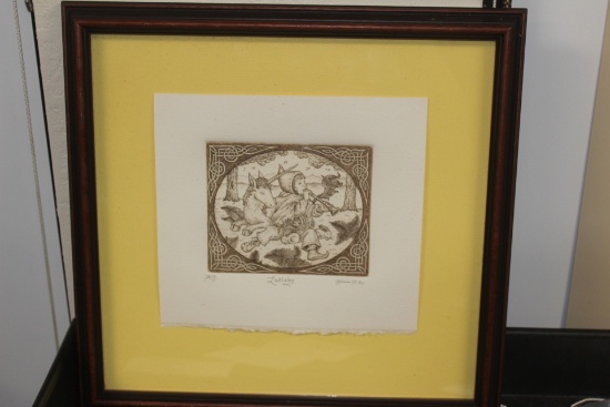 Framed William F. Cox Woodcut