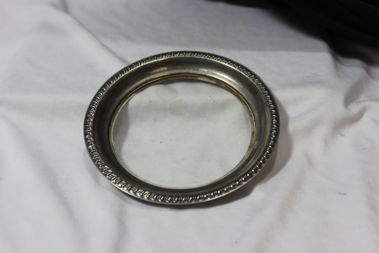 A Sterling Rim Glass Tray