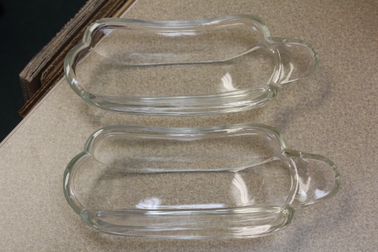 Pair of Glass Banan Split Trays