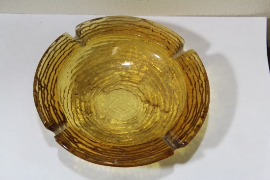 A Retro Amber Glass Ashtray