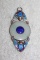 Antque Chinese Sterling Silver Enamel & White Jade