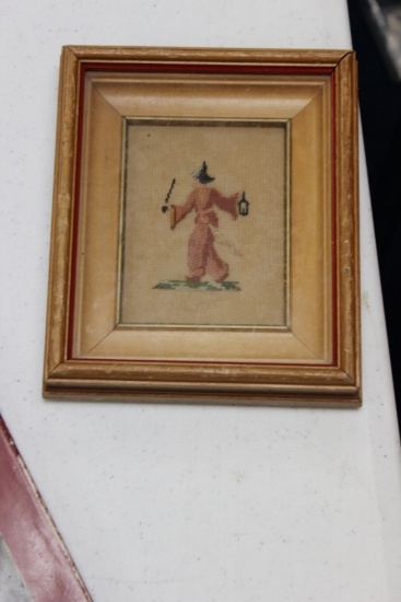 A Framed Oriental Motive Needlework