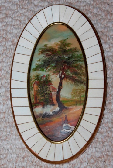 Miniature Oil Painting on Bone Frame