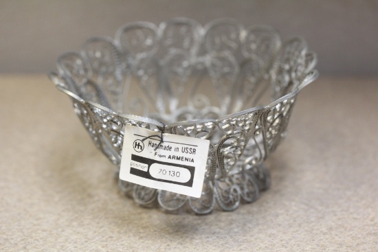 Handmade USSR Filigree Basket