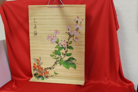 A Rattan Hand Painted Mat