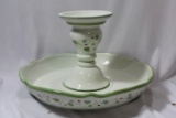A Ceramic Candle Holder and Tray