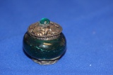 An Oriental Glass and Metal Trinket Box