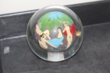 Reverse Painting on Glass Nude Paperweight