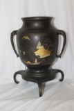 A Japanese Mix Metal Bronze Urn