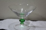 An Art Glass Green Champagne Goblet